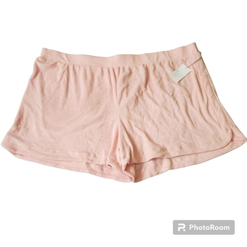 A new day womens shorts size 4X pink color solid Terrycloth Pull-on mid waist - Picture 3 of 9